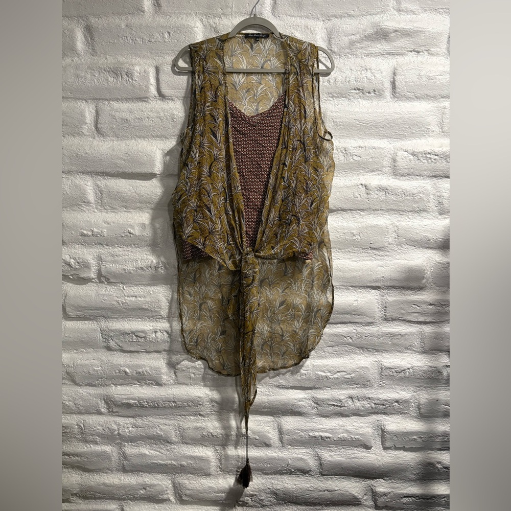 Blue Blanc Rouge silk blend Boho Top